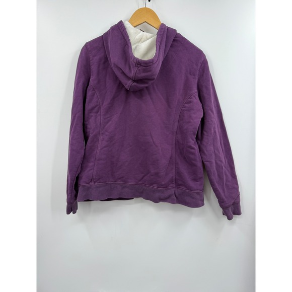 LLBean Womens Purple Fleece Lined Zip Up Hoodie Sweatshirt Size L - Picture 6 of 8